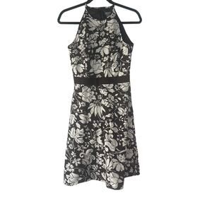 Ann Taylor Women's Size 2 XS Brown White‎ Floral Sleeveless Midi Dress